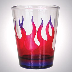 1.75 oz. Shot Glass - Red & Purple Flame Design