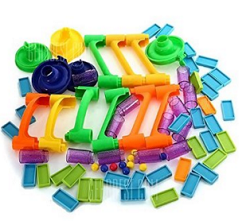 74 Pcs Unique Marble Run with Dominos toy 