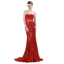Womens Sequins Evening Formal Dresses with Brush Train