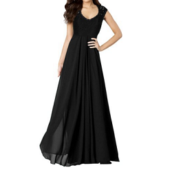 Casual Deep- V Neck Sleeveless Vintage Maxi Black Dress