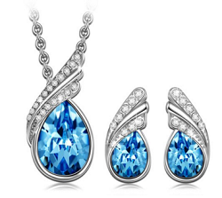 Gift Blue SWAROVSKI ELEMENTS Crystals Jewelry Set 
