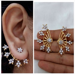 Shining Diva 18K AD Star Earcuff Earrings For Women