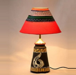 Decorative Madhubani Tappered Lamp Black