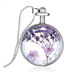 Gmai Dried Pressed Flower Charms Pendant Necklace
