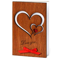 Sustainable Love You Hearts Real Wood Card Best 5th