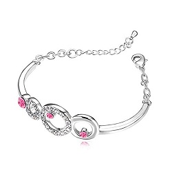 Kyra Pink and White colour Swarovski Crystals Bracelet for Women