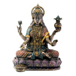 Goddess Lakshmi On Lotus Hinduism Display Statue