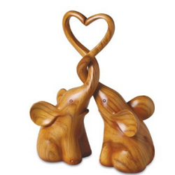 Two Piece Loving Elephants With Heart Sculpture