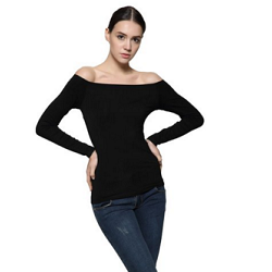 Fitted Off Shoulder Long Sleeve Blouse Top