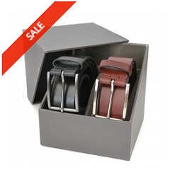 Mens Leather Twin Belt Gift Pack