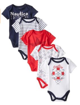 Nautica Baby Girls' 5 Pack Bodysuits