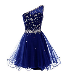 One Shoulder Prom Dresses Homecoming Dress with Beads