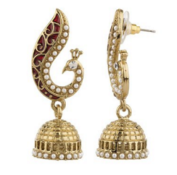 Peacock Inspired Pair Of Jhumki Earrings