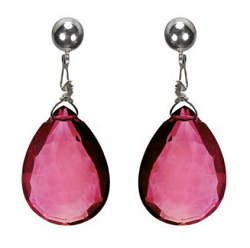Swarovski Dark Ruby Pink Silver Earrings