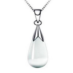 Sterling Silver Moonstone Water Drop Design Pendant Necklace