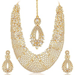 Sukkhi Dazzling Gold Plated Australian Diamond Necklace