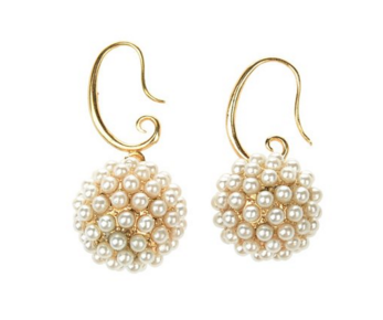 Tagoo Girl's Alloy Luxury Aound Style Yellow Gold Pearl Earrings