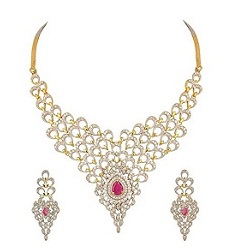 American Diamond Gold Plated Necklace Set For Women