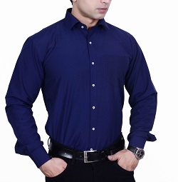 Koolpals-Cotton Blend Shirt Navy Blue Solid