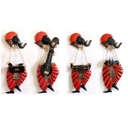 IndoRoots Set of 4 musician Ganesh wall hangings